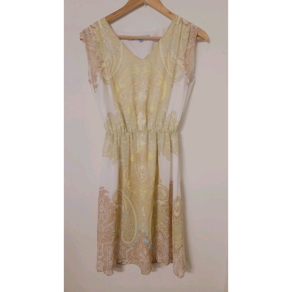 Antonio Melani Women's Size 2 Paisley Midi Dress Sleeveless Sheer Chiffon Flirty